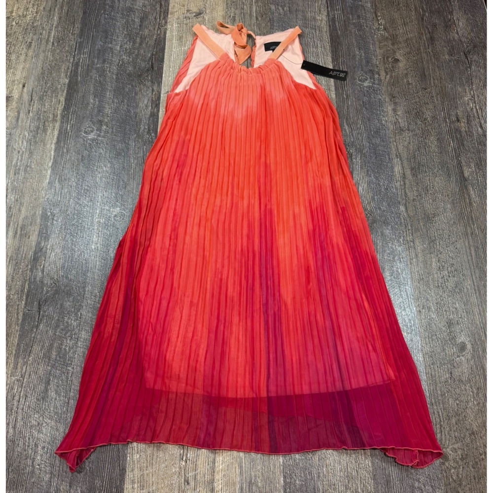 Apt 9 Pleated A-Line Dress Women Size 2 Orange Pink Ombre Halter Midi WA71Y083R